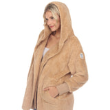 Women's Plush Hooded Cardigan with Pockets - DressbarnSweatshirts & Hoodies
