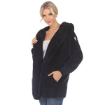 Women's Plush Hooded Cardigan with Pockets - DressbarnSweatshirts & Hoodies