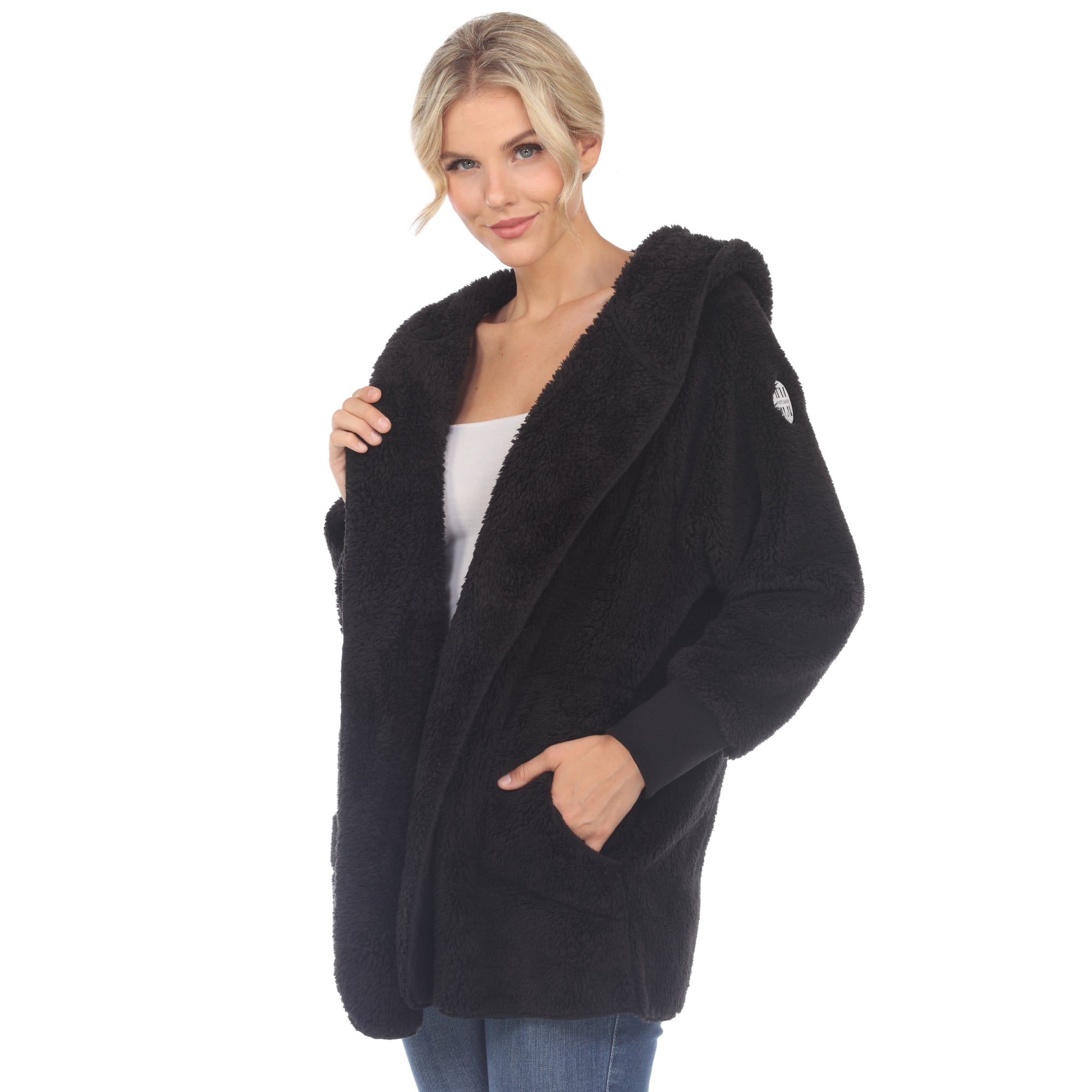 Women's Plush Hooded Cardigan with Pockets - DressbarnSweatshirts & Hoodies