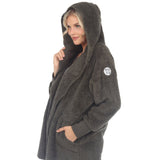 Women's Plush Hooded Cardigan with Pockets - DressbarnSweatshirts & Hoodies