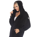 Women's Plush Hooded Cardigan with Pockets - DressbarnSweatshirts & Hoodies