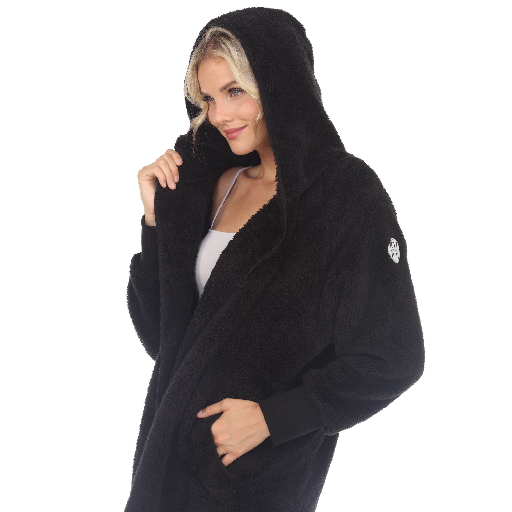 Women's Plush Hooded Cardigan with Pockets - DressbarnSweatshirts & Hoodies