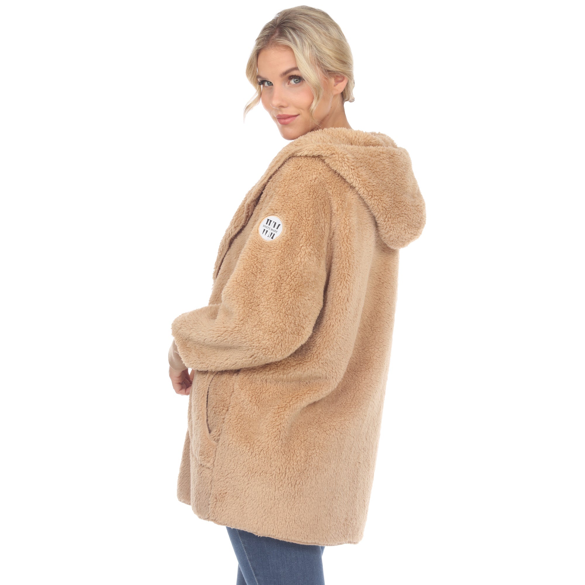 Women's Plush Hooded Cardigan with Pockets - DressbarnSweatshirts & Hoodies