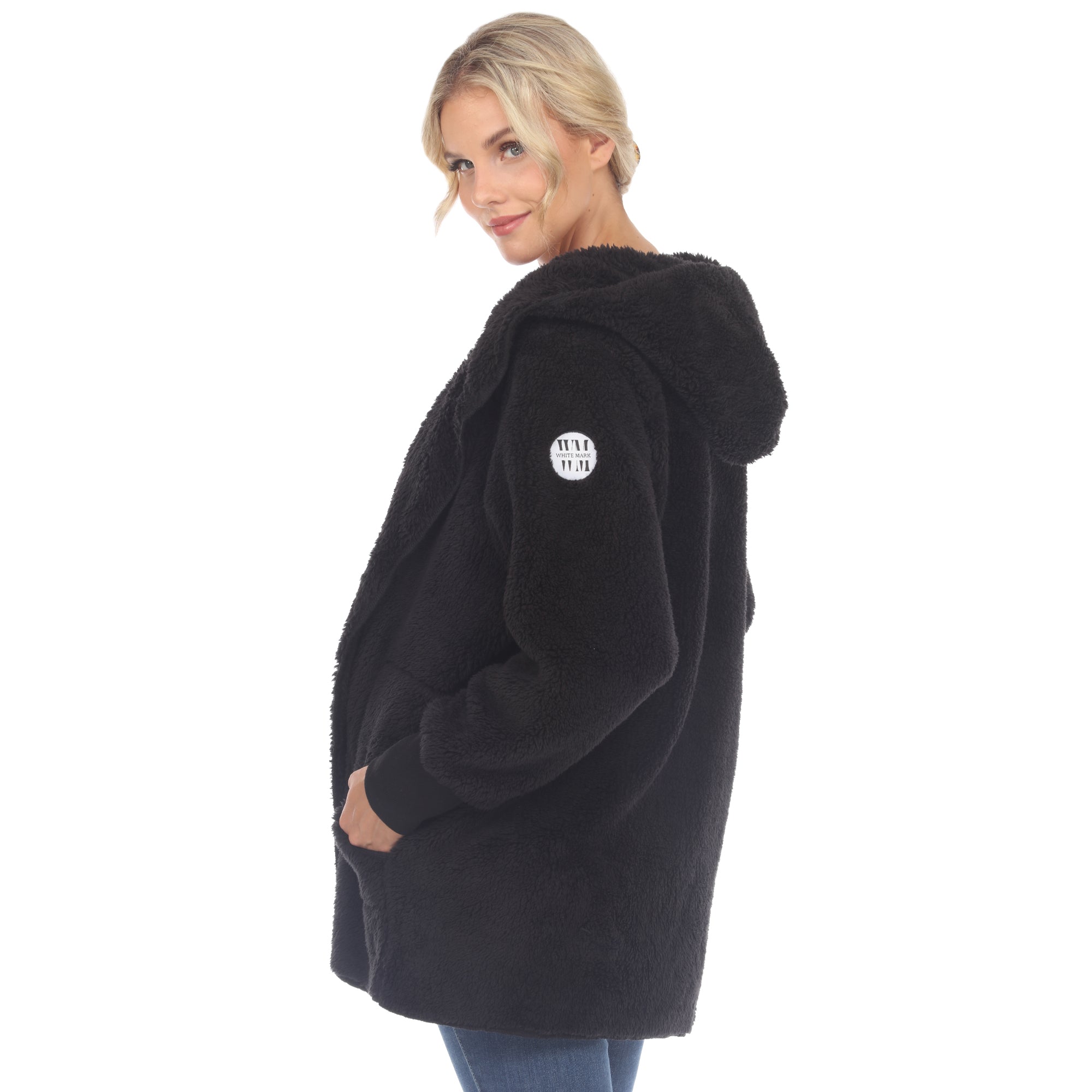 Women's Plush Hooded Cardigan with Pockets - DressbarnSweatshirts & Hoodies