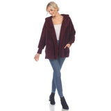Women's Plush Hooded Cardigan with Pockets - DressbarnSweatshirts & Hoodies