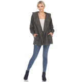 Women's Plush Hooded Cardigan with Pockets - DressbarnSweatshirts & Hoodies