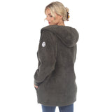Women's Plush Hooded Cardigan with Pockets - DressbarnSweatshirts & Hoodies