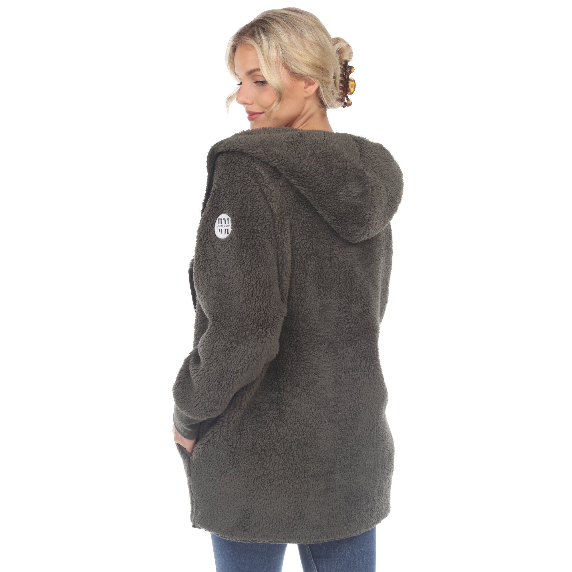 Women's Plush Hooded Cardigan with Pockets - DressbarnSweatshirts & Hoodies