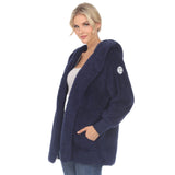 Women's Plush Hooded Cardigan with Pockets - DressbarnSweatshirts & Hoodies