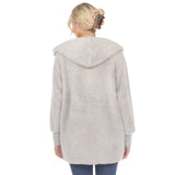 Women's Plush Hooded Cardigan with Pockets - DressbarnSweatshirts & Hoodies