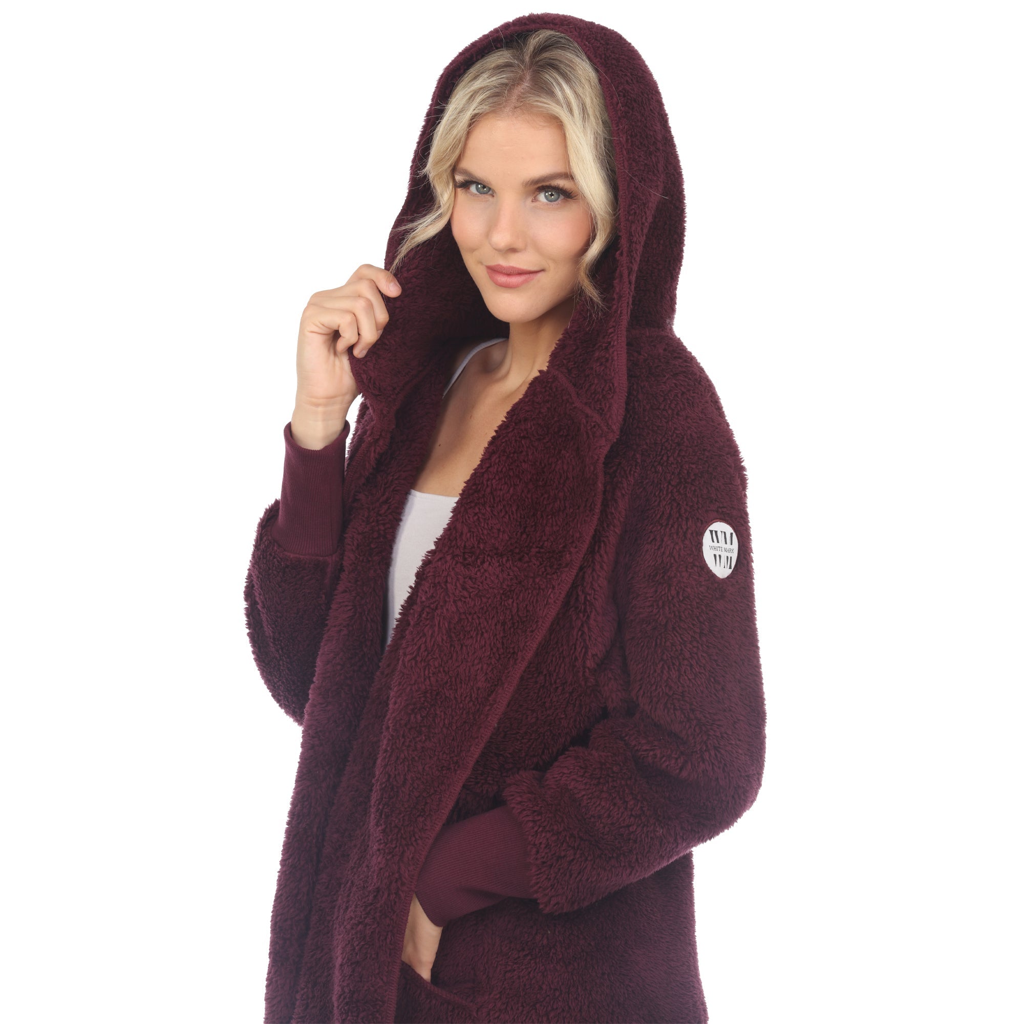 Women's Plush Hooded Cardigan with Pockets - DressbarnSweatshirts & Hoodies