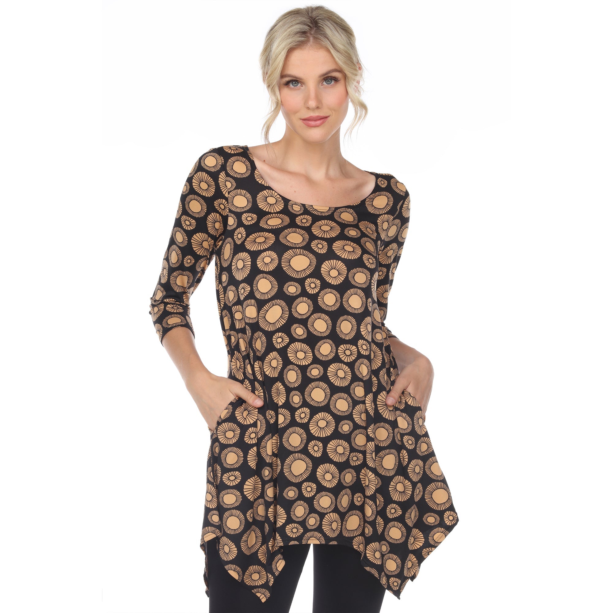 Women's Printed Geometric Circle Tunic Top - DressbarnShirts & Blouses