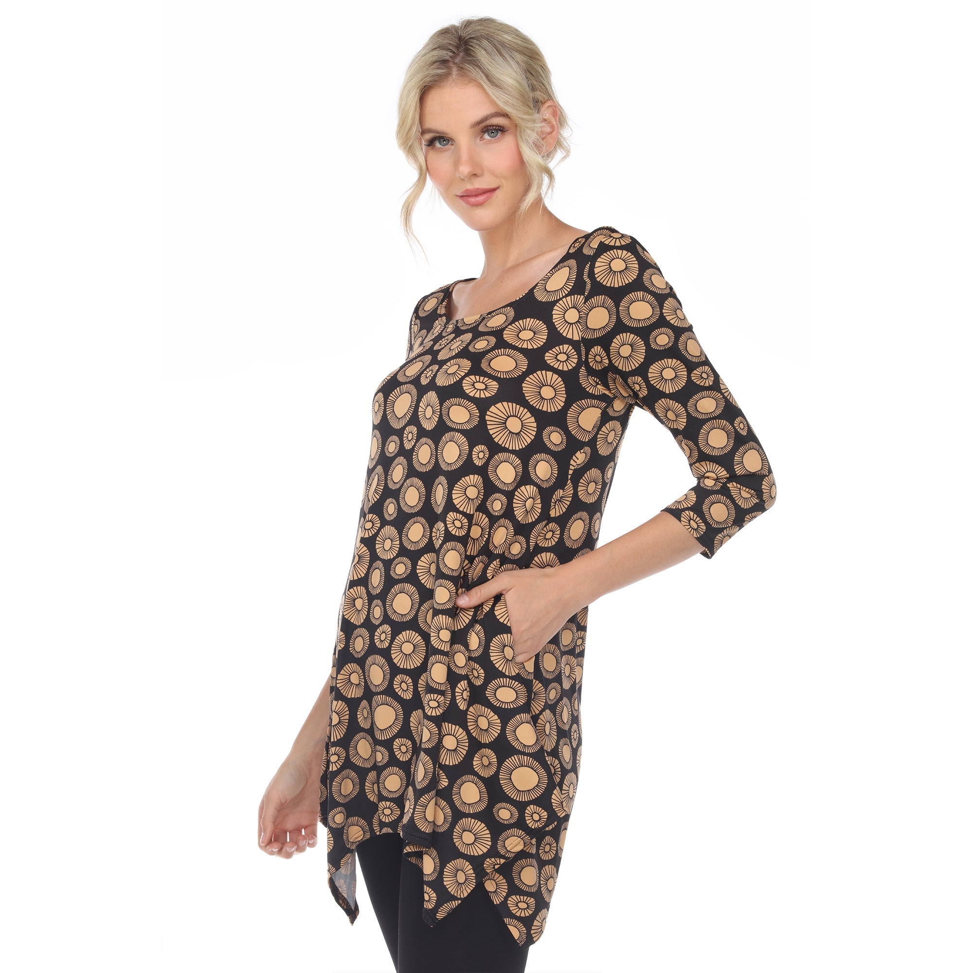 Women's Printed Geometric Circle Tunic Top - DressbarnShirts & Blouses