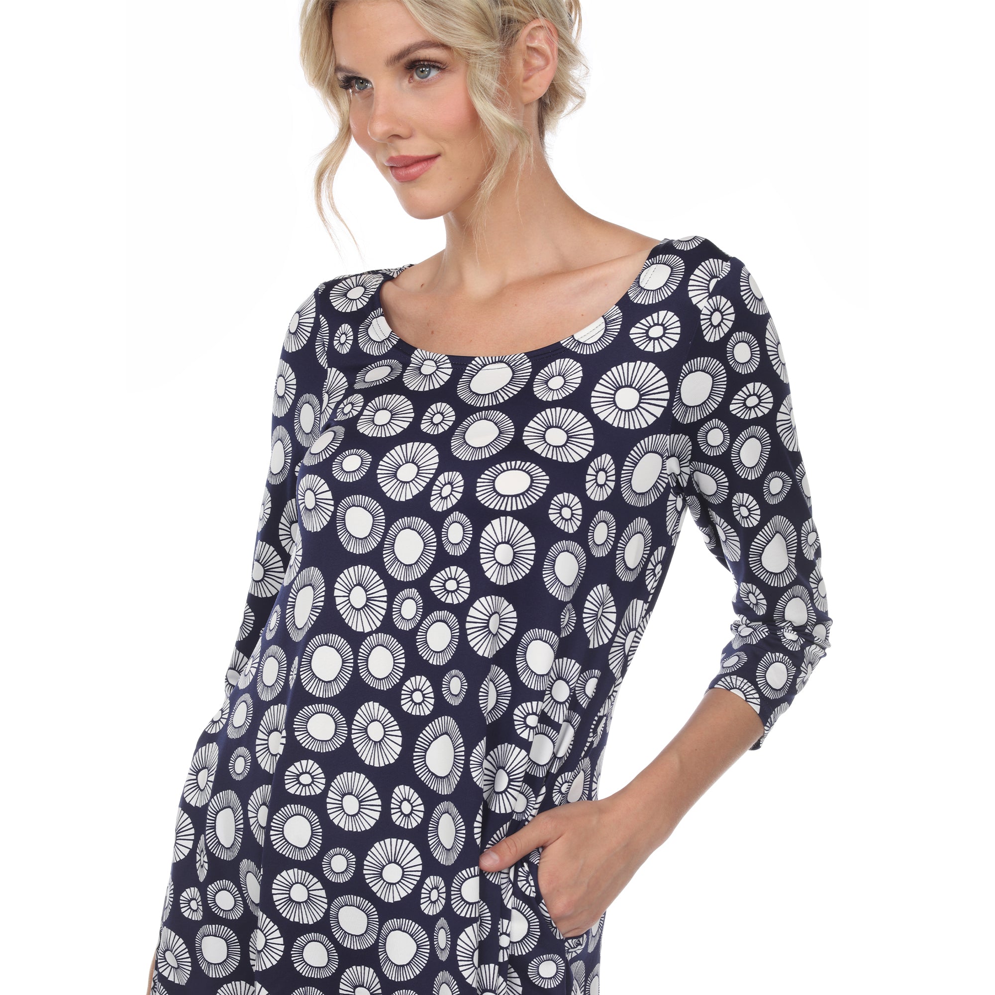 Women's Printed Geometric Circle Tunic Top - DressbarnShirts & Blouses