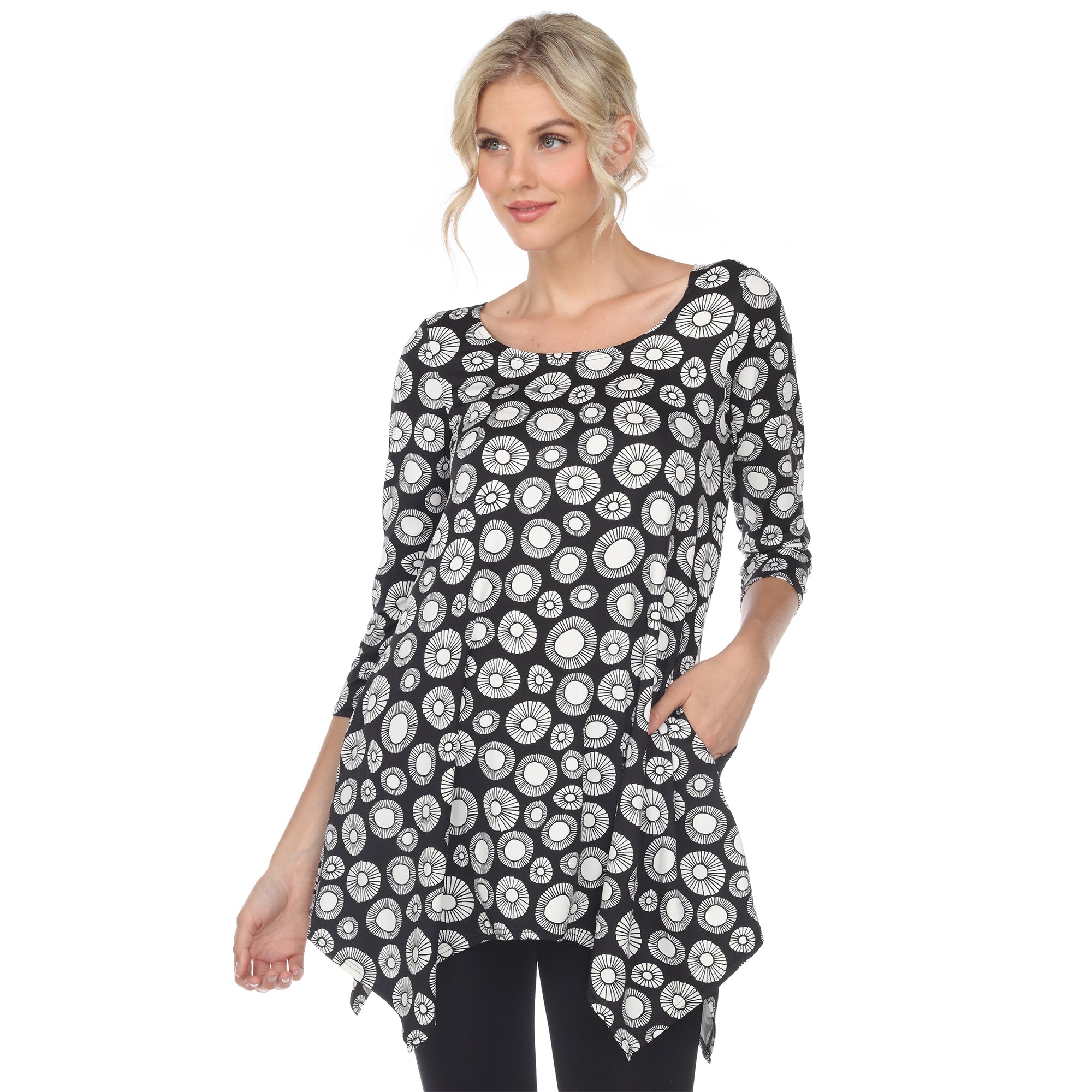 Women's Printed Geometric Circle Tunic Top - DressbarnShirts & Blouses