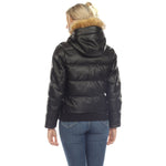 Women's Removable Fur Hoodie Bomber Leather Jacket - DressbarnCoats & Jackets