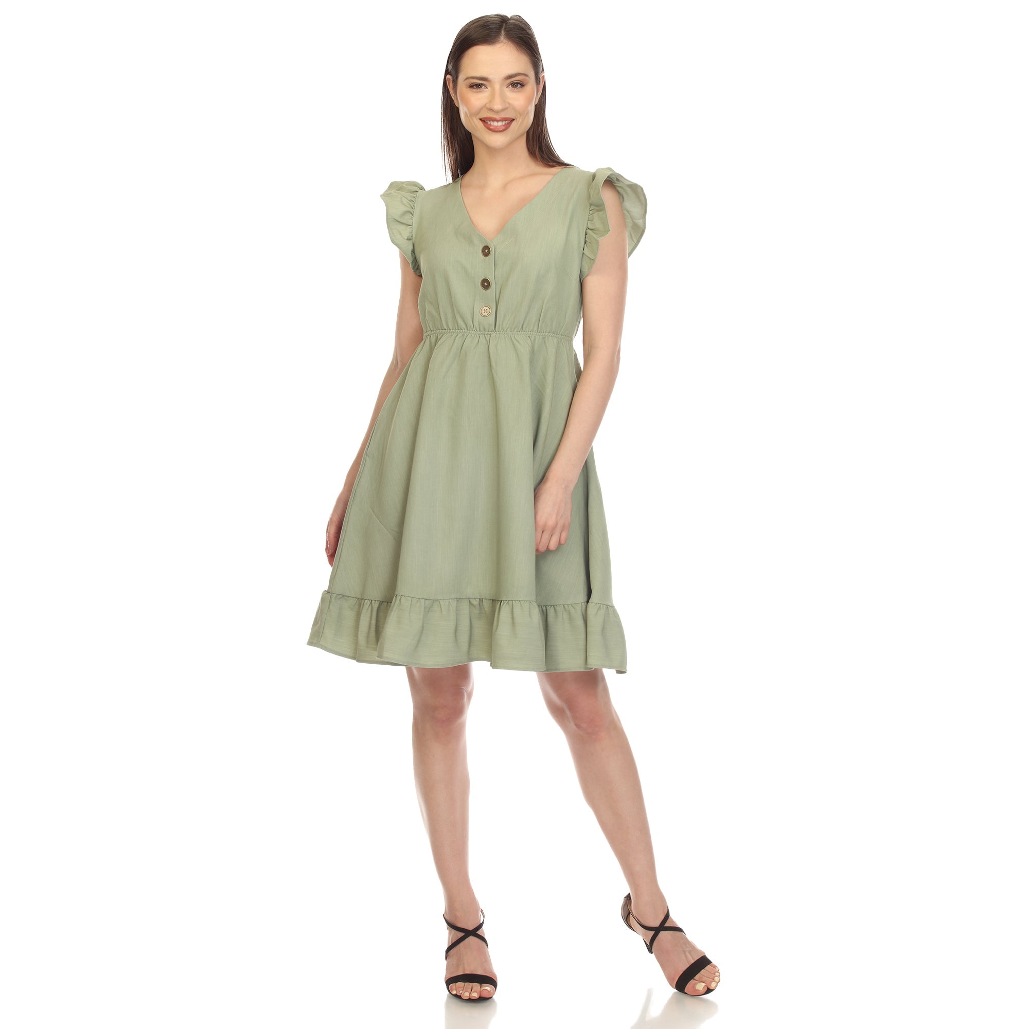 Women's Ruffle Sleeve Knee-Length Dress - DressbarnDresses