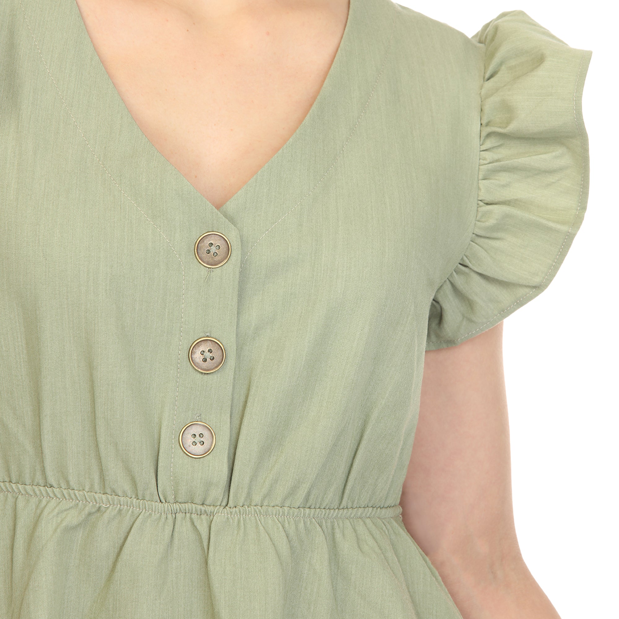 a knee length ruffle ra ra cotton dress The Lakeside Collection Women's Plus Size Knee-Length Dress with Ruffle Short Sleeve