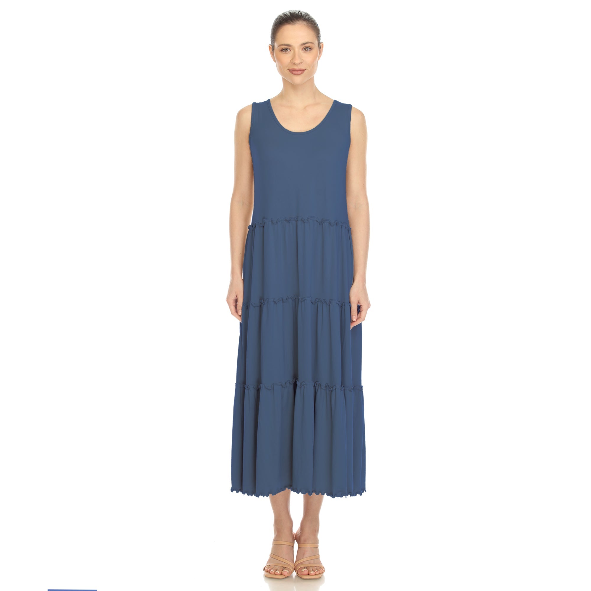 Women's Scoop Neck Tiered Midi Dress – Dressbarn