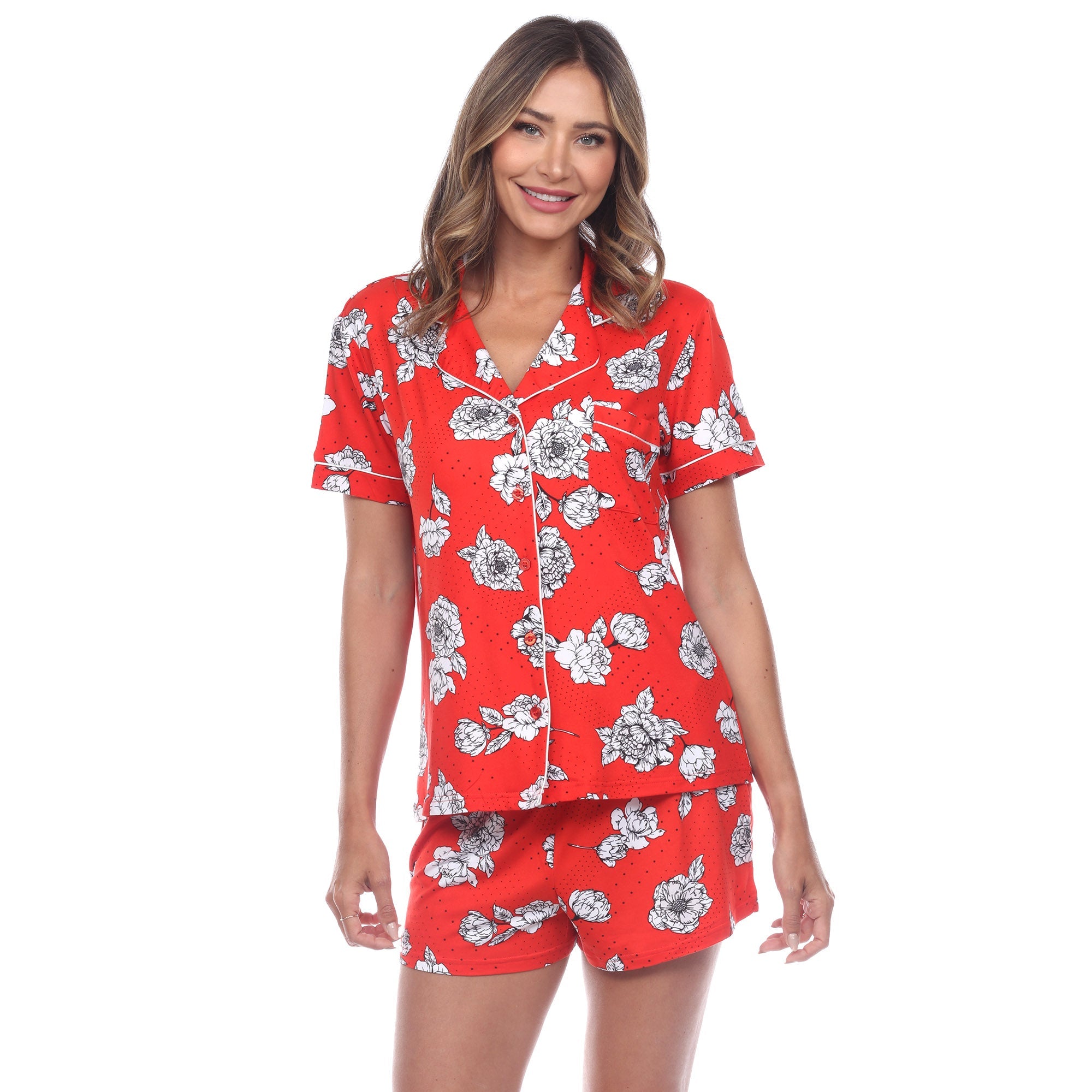 Women's Short Sleeve Floral Pajama Set - DressbarnLounge Sets