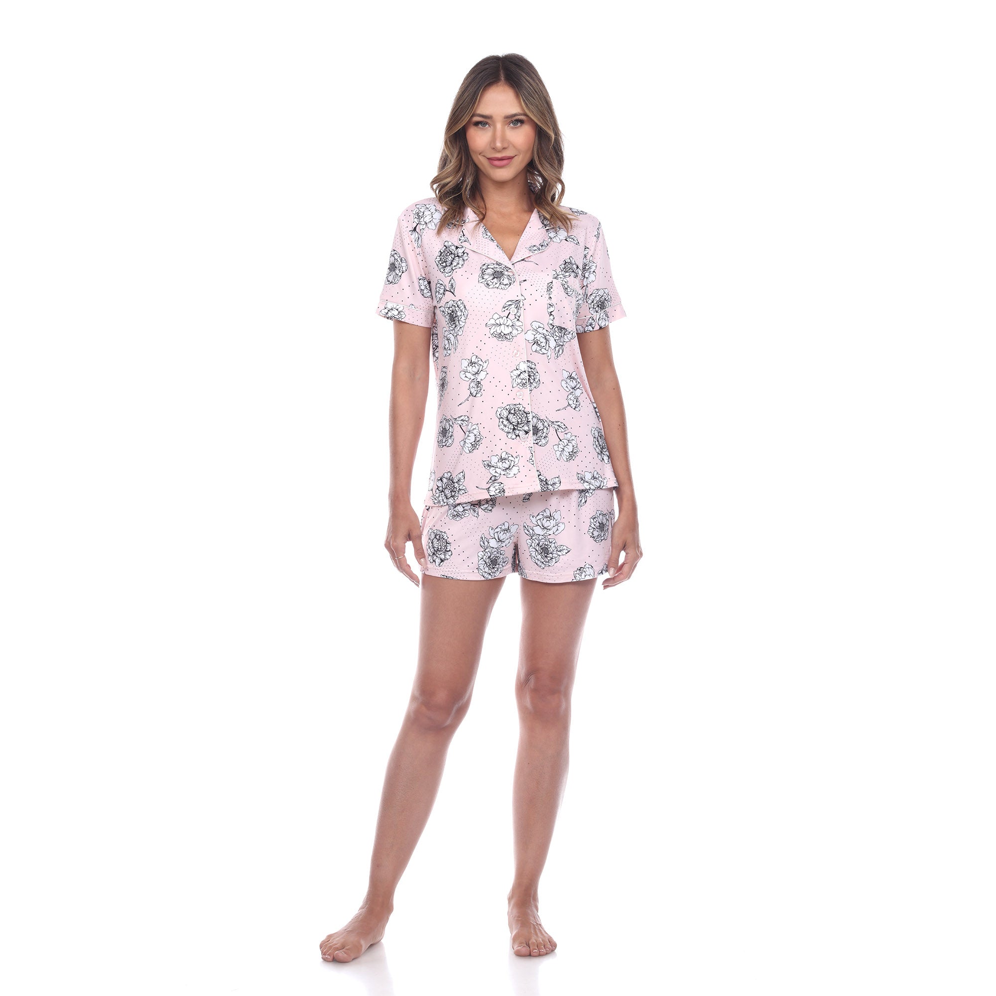 Women's Short Sleeve Floral Pajama Set - DressbarnLounge Sets