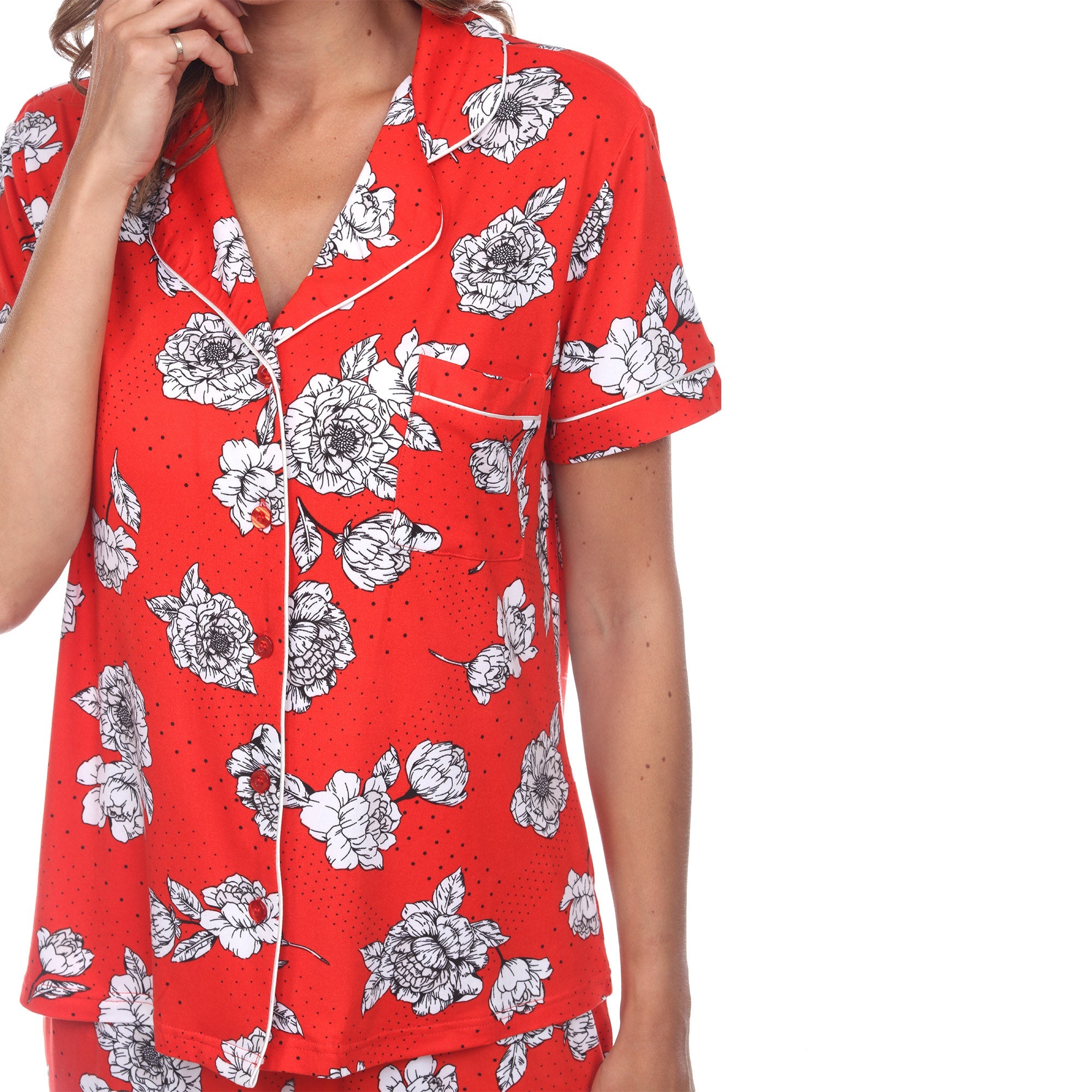 Women's Short Sleeve Floral Pajama Set - DressbarnLounge Sets
