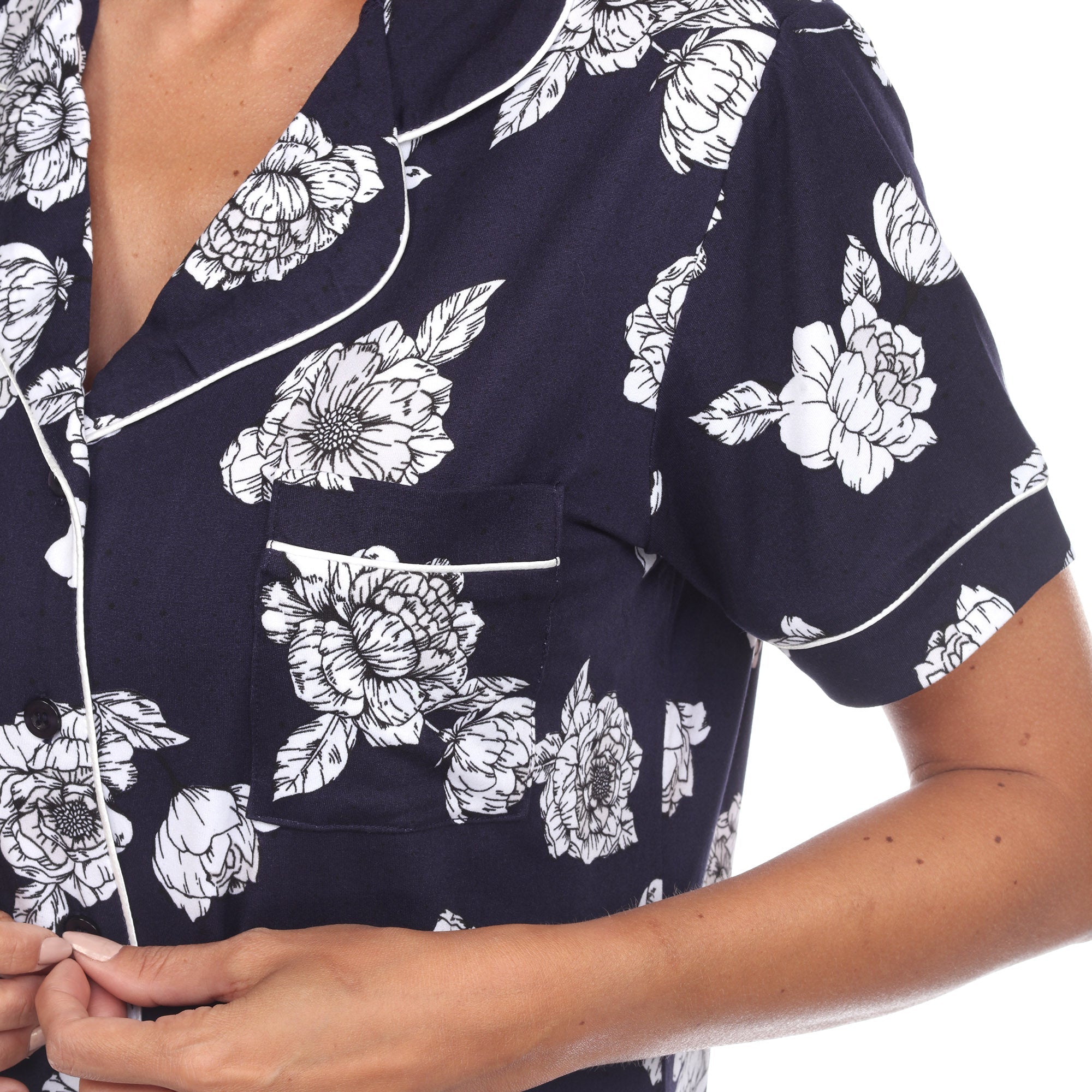 Women's Short Sleeve Floral Pajama Set - DressbarnLounge Sets