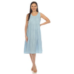 Women's Sleeveless Tiered Chambray Midi Dress - DressbarnDresses