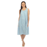 Women's Sleeveless Tiered Chambray Midi Dress - DressbarnDresses