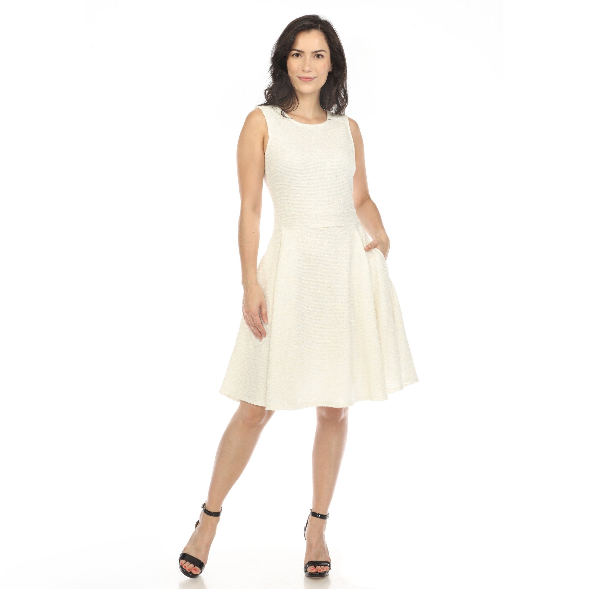 Women's Tweed Fit & Flare Dress - DressbarnKnee Length & Midi Dresses