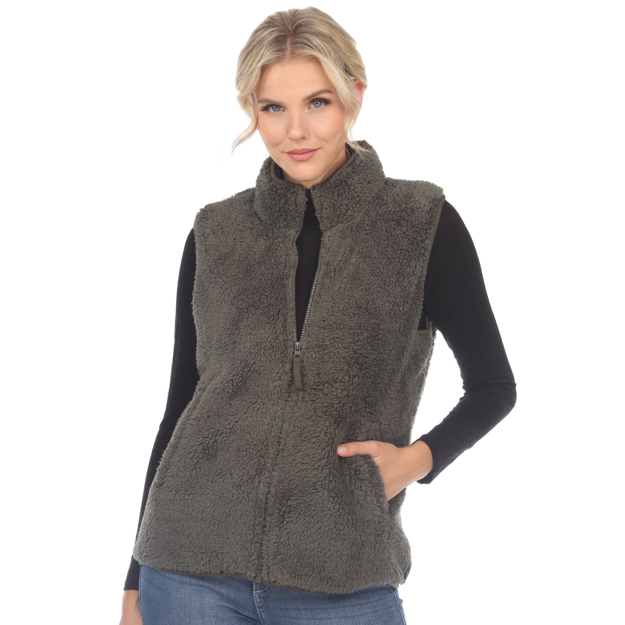 Women's Zip up sherpa vest - DressbarnVests