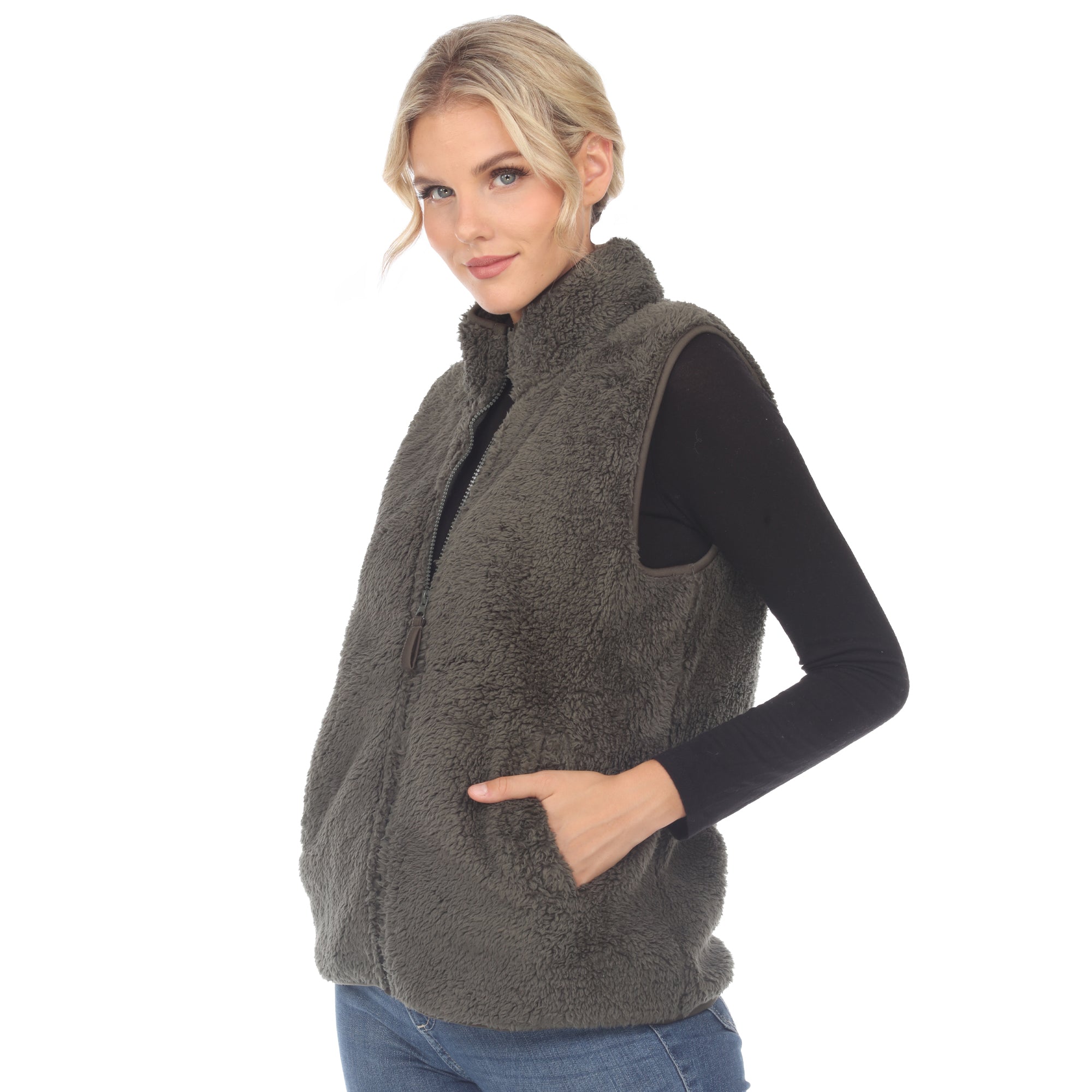 Women's Zip up sherpa vest - DressbarnVests