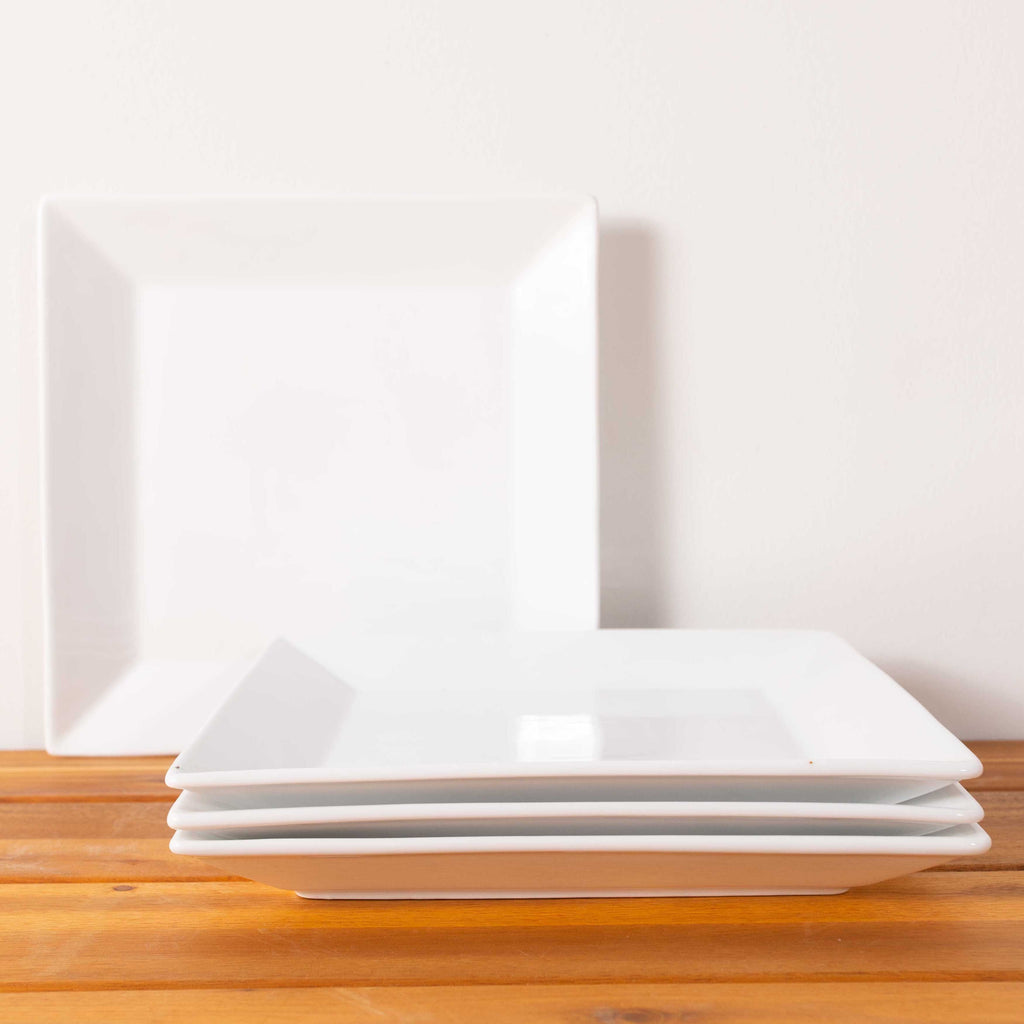 Pier 1 Luminous Porcelain Square White Dinner Plates, Set of 4 Dressbarn