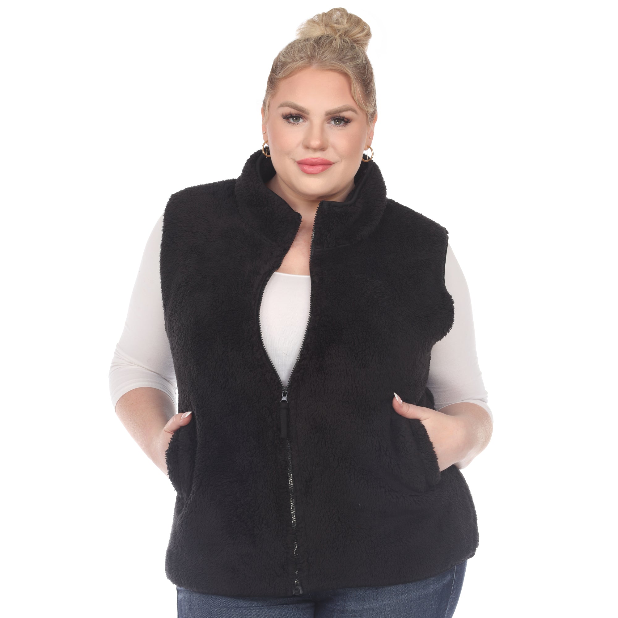 Zip up sherpa vest - Plus - DressbarnVests