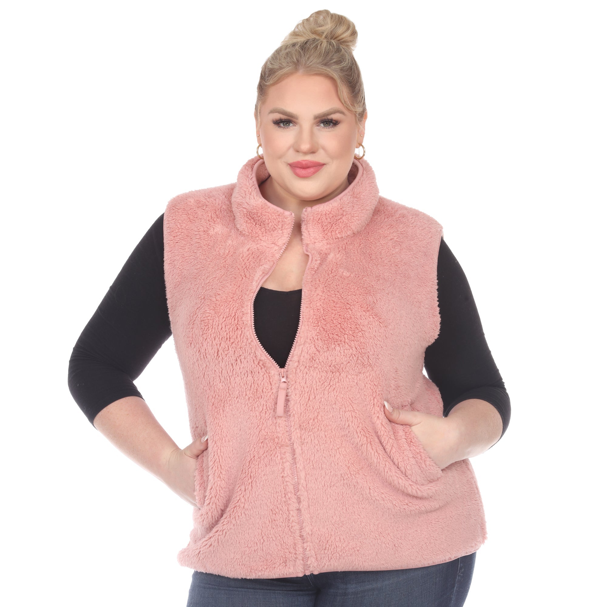 Zip up sherpa vest - Plus - DressbarnVests