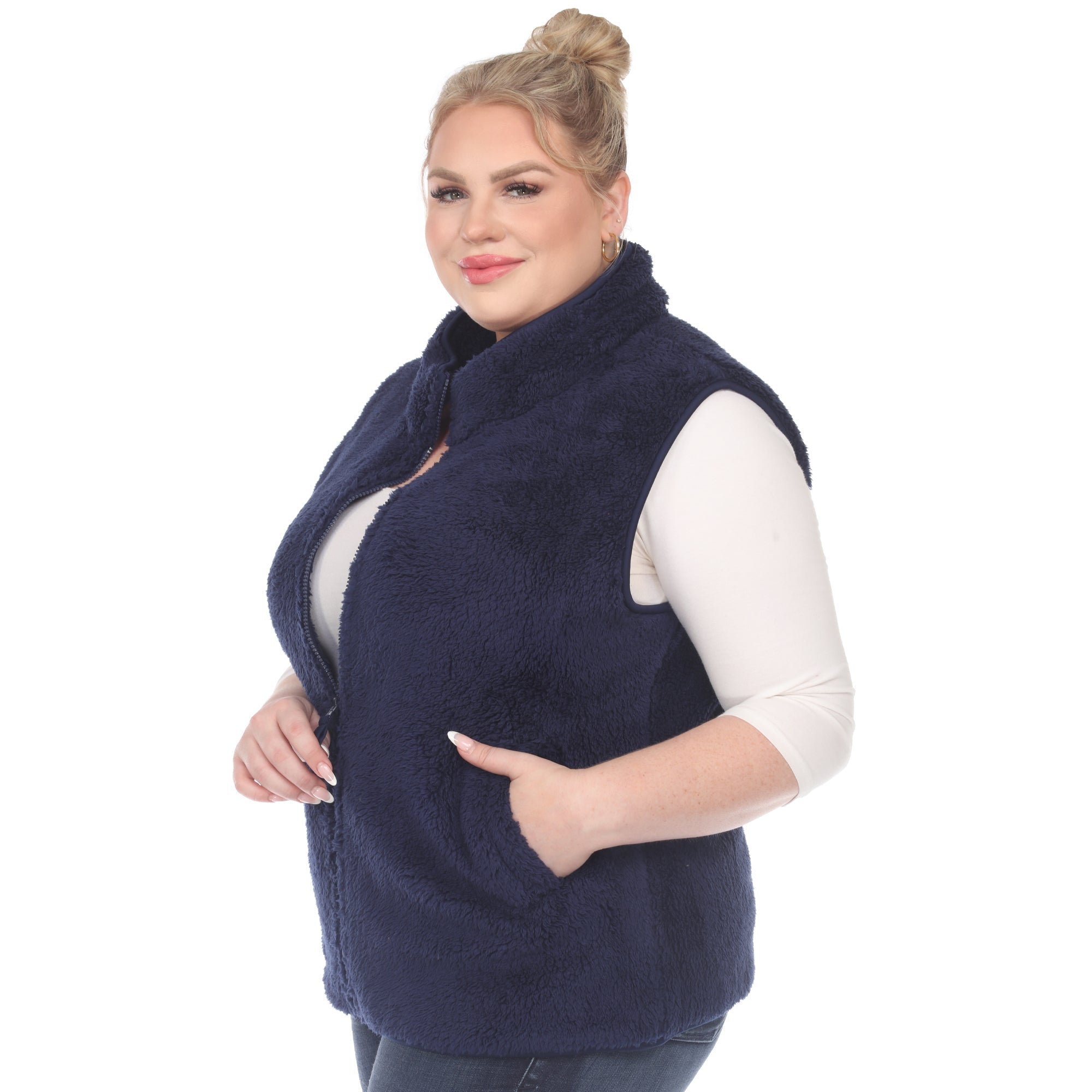 Zip up sherpa vest - Plus - DressbarnVests