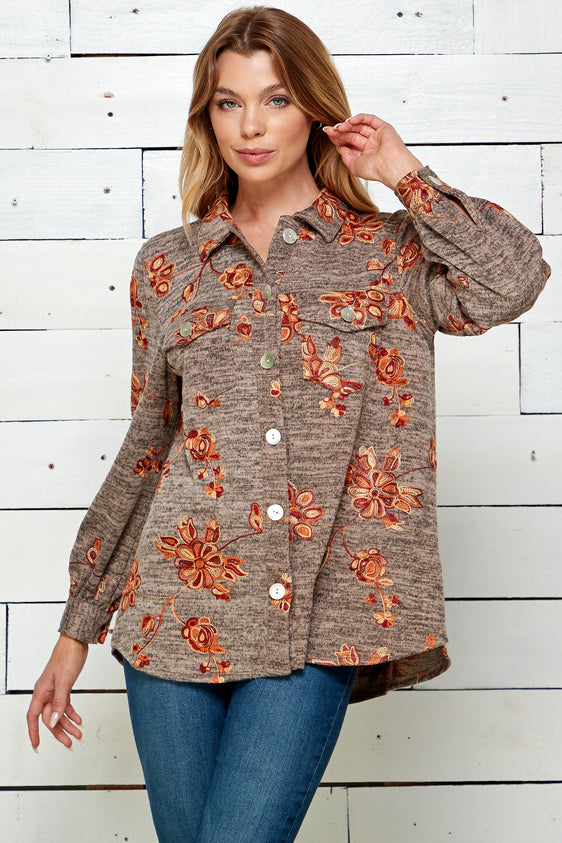 Figueroa-&-Flower-Long-Sleeve-Embroidered-Floral-Shacket-Clothing